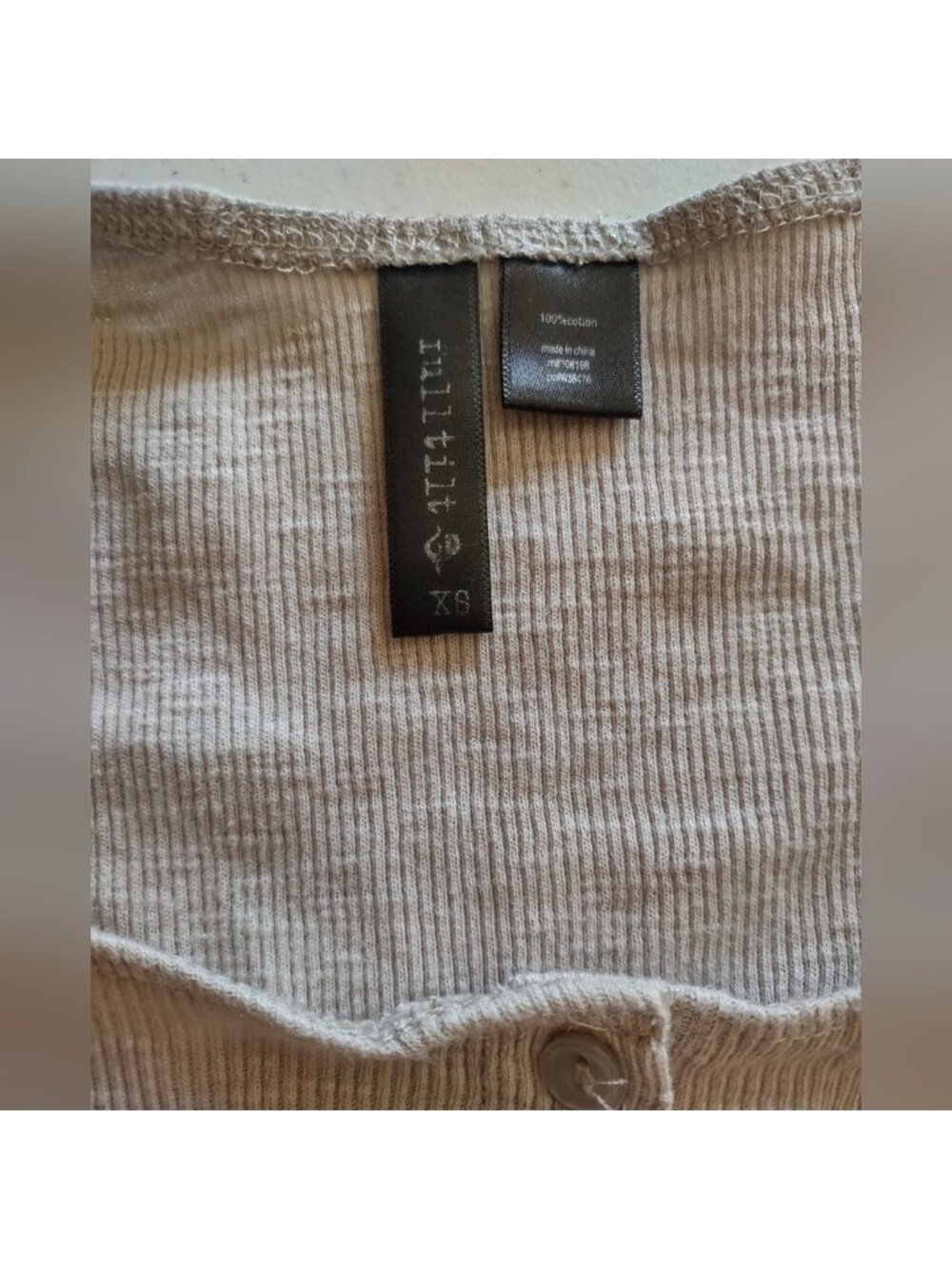 Beige Button-Up Crop Top - Picture 5 of 5